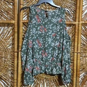 June & Hudson Open Shoulder Blouse Green Large